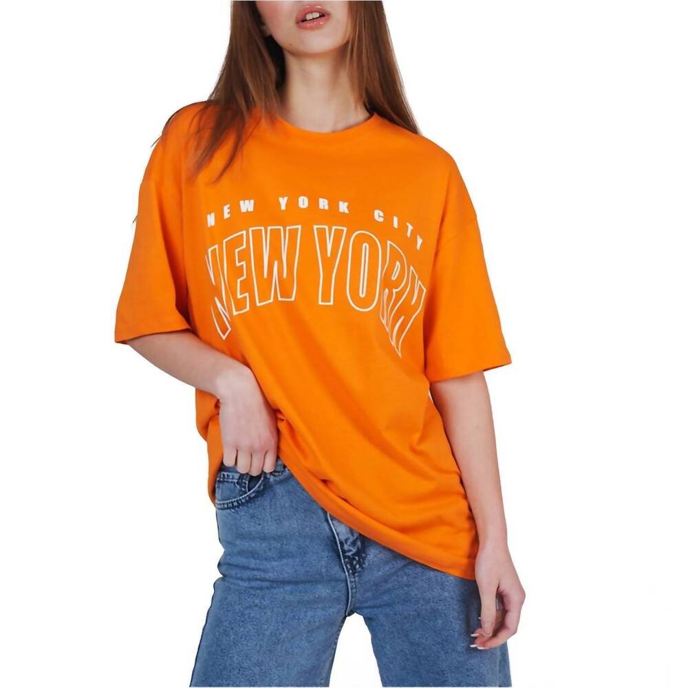 NEW AMBAR new york city logo relaxed fit t-shirt in orange
